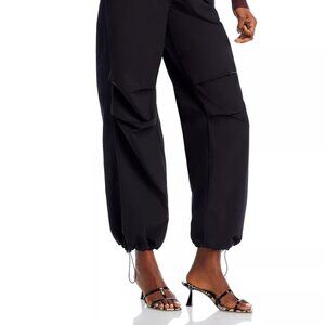 Aqua - High Rise Parachute Cargo Pants in Black